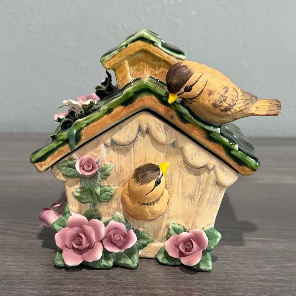 Enesco Nurture Nature Birdhouse Musical Box Bless This House 1999 Vintage 640042